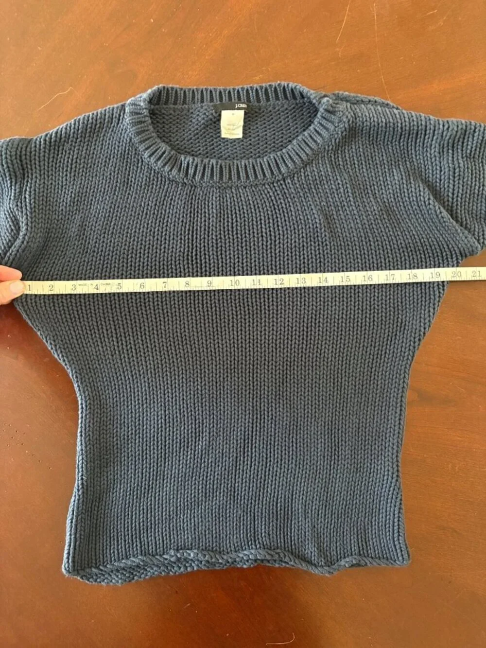 J.Crew Cotton Chunky Knit Fitted Crewneck Sweater Slate Blue Gray Size Small